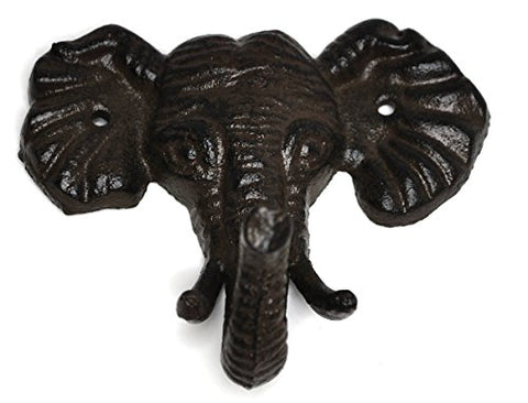 Royal Brands Cast Iron Key Hook Iron Decorative Wall Mounted Key Hook Wall Hook Jewelry Holder Apron Hanger Metal Animal Hooks (Elephant)