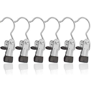 Laundry Hook Boot Clips, 12 Pack Closet Organizer Hangers Clip Portable Hanging Clothes Pins Stainless Steel Travel Home Clothing Trouser Hanger Holder for Pants, Shoes, Towel, Socks