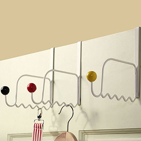 gloednApple Over the Door 5 Hook Music Hanger Rack - Decorative Metal Hanger Space Saving Organizer for Your Clothes Coats Hats Belts Towels Scarves (3pcs Door Hanger Color Random)