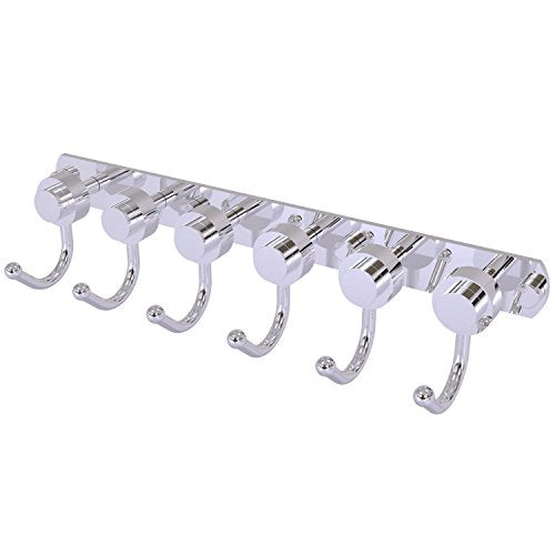 Allied Brass 920-6 Mercury Collection 6 Position Tie and Belt Rack with Smooth Accent Decorative Hook, Polished Chrome