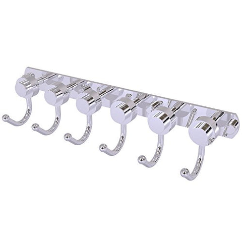 Allied Brass 920-6 Mercury Collection 6 Position Tie and Belt Rack with Smooth Accent Decorative Hook, Polished Chrome