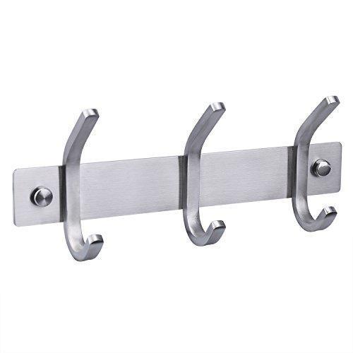 Caligrafx Coat Hook Rail Stainless Steel Coat Bath Towel Hook Hanger with Heavy Duty Double