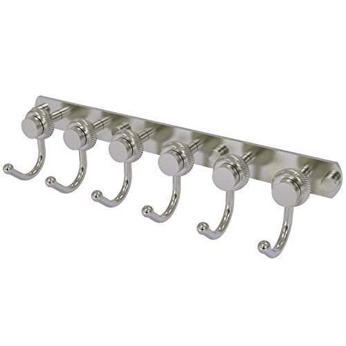 Allied Brass 920T-6 Mercury Collection 6 Position Tie and Belt Rack with Twisted Accent Decorative Hook, Satin Nickel