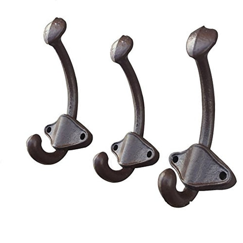 Qiaonai(TM) Heavy Duty Vintage Coat Hook for Wall Cast Iron Hall Tree 3 Pack