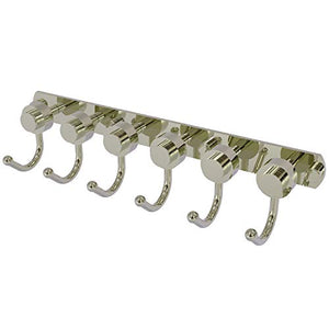 Allied Brass 920-6 Mercury Collection 6 Position Tie and Belt Rack with Smooth Accent Decorative Hook, Polished Nickel