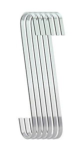 RuiLing 6-Pack 8 Inch S Flat Hooks Chrome Finish Steel Hanging Flat Hooks - S Shaped Hook Heavy-Duty S Hooks, for Utensils,Plants,Towels,Gardening Tools,Clothes