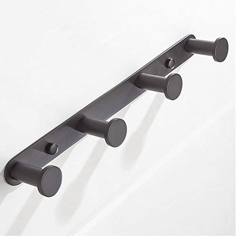 JYPHM 4 Hooks Stainless Steel Wall Mount/Coat Hook Towel Hooks for Bathroom Kitchen Modern Black