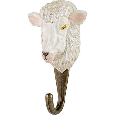 WILDLIFEGARDEN Hand-Carved Sheep Hook, Sturdy Indoor/Outdoor Wood Wall Hook with Artisanal Life-Like Figurine, Easy-to-Install, Designed in Sweden