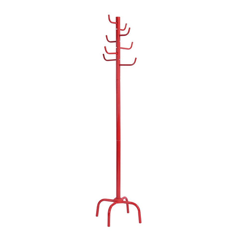 Sanfurney Metal Coat Rack Hat Stand Clothes Tree Hanger Holder 8 Hooks Purse Display Stand with Base, Red