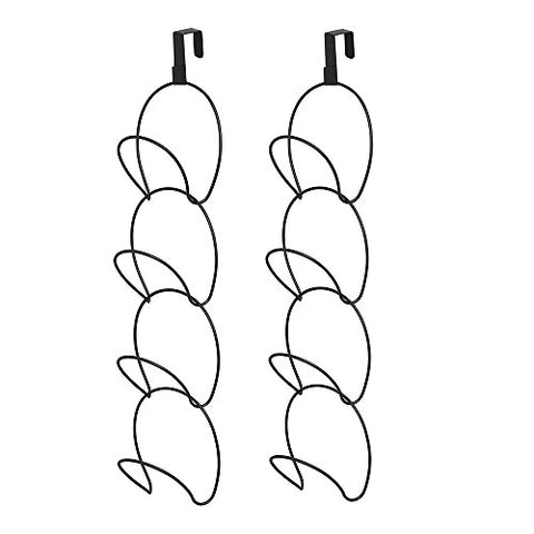 WIFUME Cap Rack 2 Pack - Holds up to 8 Caps Baseball Cap Holder Ball Caps Display Racks With Clips Wall Mount Door Closet Hanging Hat Organizer Holder and Storage Rack Black