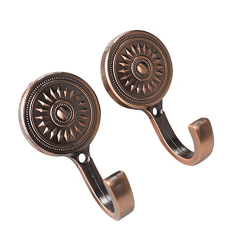 Generic Archaize Home Decor Wall Mounted Hook Hanger Clothes Hat Bag Hanger Pack of 2 (Antique red)