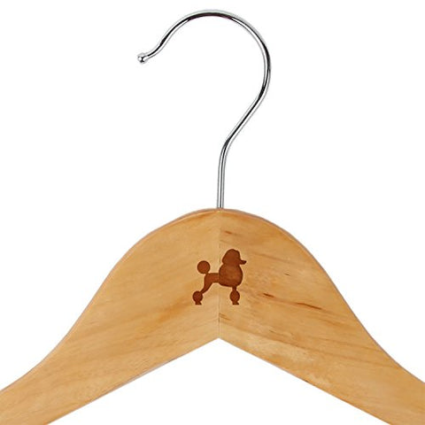 Toy Poodle Maple Clothes Hangers - Wooden Suit Hanger - Laser Engraved Design - Wooden Hangers for Dresses, Wedding Gowns, Suits, and Other Special Garments