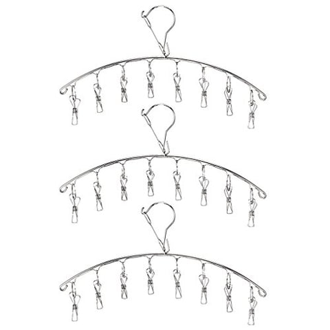 KEREITH 3Pack Sock Dryer Hanger Laundry Drying Rack Indoor Outdoor Drip Hanger with 10 Pegs Drying Towels, Diapers, Baby Clothes,Underwear, Glves,Delicate Bras(3pack Laundry pegs)