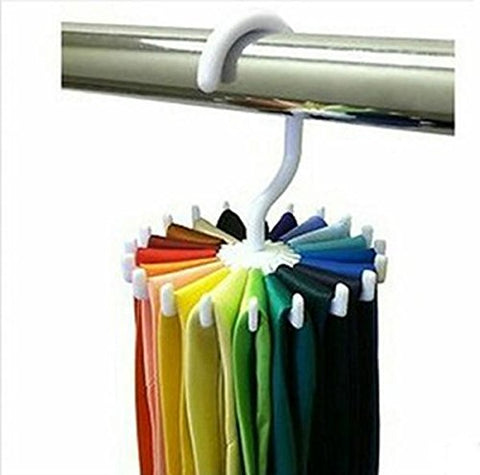 2Pcs Rotating 20 Hooks Belt Neck Tie Holder Organizer Space Saving Rack Hanger