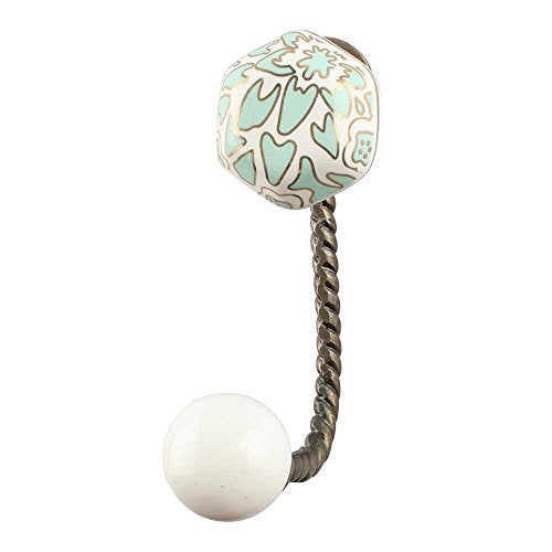 Indianshelf Handmade 1 Artistic Vintage Green Ceramic Hexagon Wall Hooks Hangers/Hooks for Hanging Towels