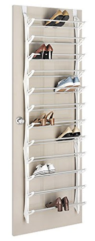 Whitmor Over the Door Shoe Rack - 36 Pair - Fold Up, Nonslip Bars