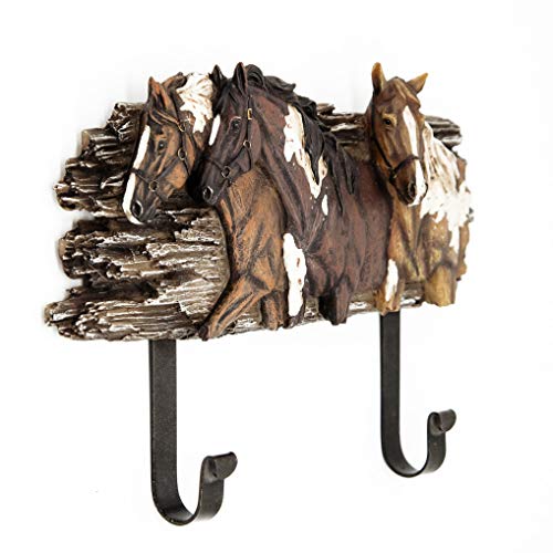 GEEKIA Wall Hanger with 2 Metal Hooks,3D Horse Heavy Duty Wall Mounted Coat Hook for Coat, Hats, Scarves, Towels