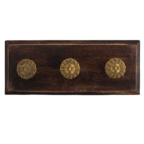 Indianshelf Handmade 1 Artistic Vintage Golden Wooden Rail Hooks Hangers/Coat Hooks Hardware