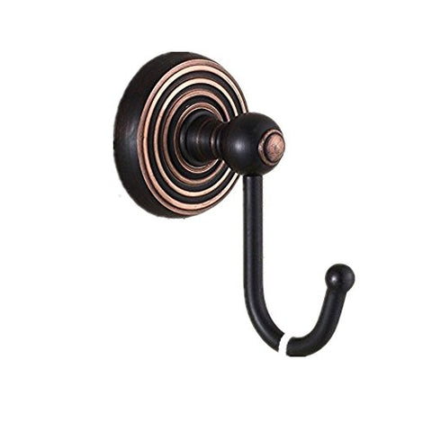 AUSWIND Black Solid Brass Coat Hook Wall Mounted Bathroom Accessories Vintage Single Hanger Cloth Hook
