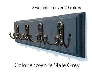 Renewed Décor Countryside Rustic Wall Mounted Clothing or Towel Rack, Featuring 4 Hooks, 20 Inches x 5.5 Inches, Available in 19 Colors