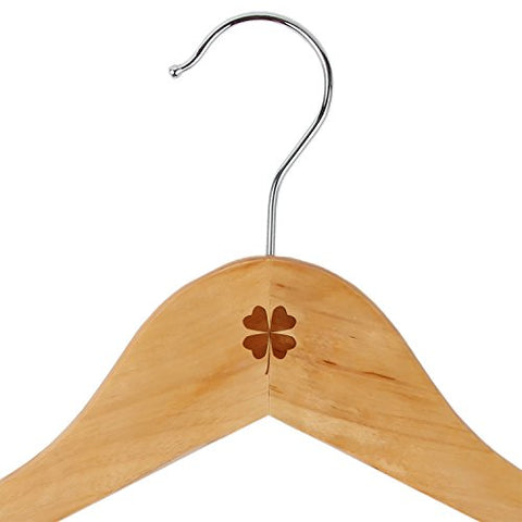 Shamrock Maple Clothes Hangers - Wooden Suit Hanger - Laser Engraved Design - Wooden Hangers for Dresses, Wedding Gowns, Suits, and Other Special Garments