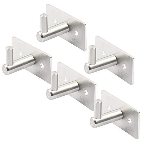 WEBI Heavy Duty SUS 304 Coat Bath Towel Hook Hanger Rail Bar with Single Hook, Brushed Finish, for Bedroom, Bathroom, Foyers, Hallways, Entryway,Office Storage & Organization,L-YZ01-5