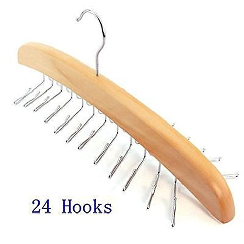 SHSYCER 24 Ties Wooden Tie Hanger Closet Organizer Rotating Twirl Rack Hanger