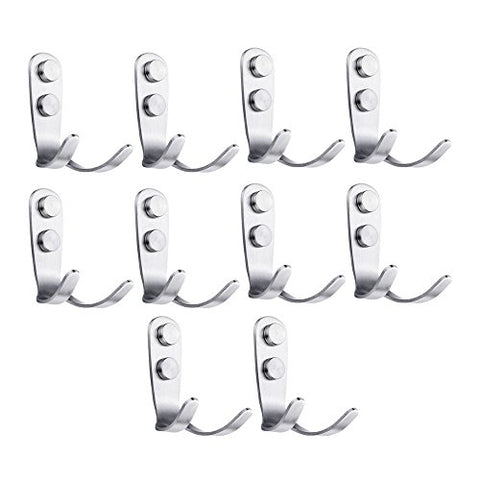 eForwish Stainless Steel Towel Hooks Wall Mounted - Coat Hooks Hat Hooks Single Hooks Backpack Hangers Heavy Duty Hooks (Pack of 10)