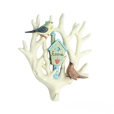 Bueer Creative Bird and Branches Design Hooks Wall Mounted Hanger for Cloth Coat Scarf Towel Bag Key Wall Hooks Rack Holder Wall Hooks Resin Hanger Rack Bathroom Kitchen Decoration Wedding Gift