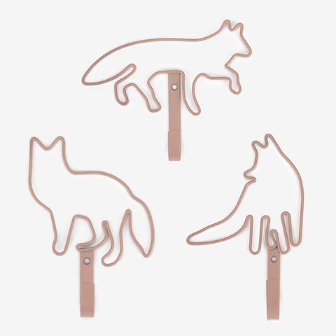 Cactus & Fox Wall Mounted Coat Hook Decorative Robes & Towels Hook Unique Design Clothes Hanger Set of 3 (Fox)
