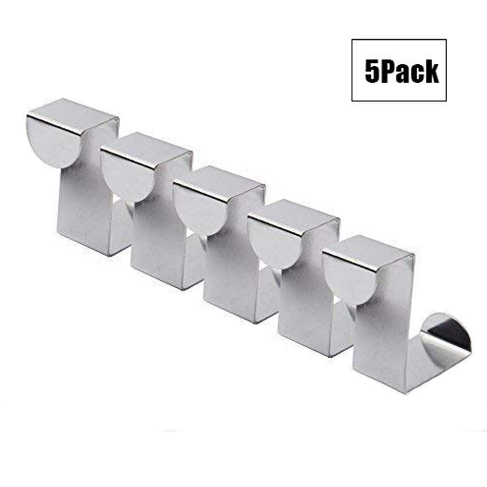 Stainless Steel Over The Door Towel Hooks Heavy Duty Z Shaped Coat Haning Hanger for Bedrooms,Kitchen,Bathrooms 5 Pack