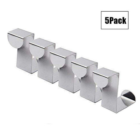 Stainless Steel Over The Door Towel Hooks Heavy Duty Z Shaped Coat Haning Hanger for Bedrooms,Kitchen,Bathrooms 5 Pack