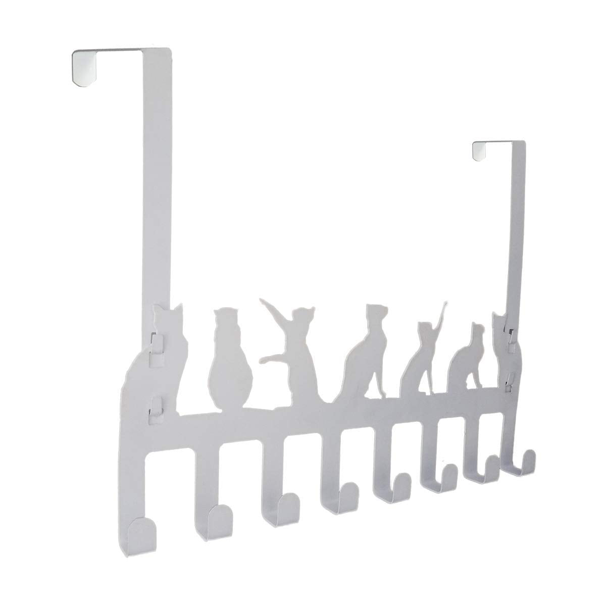 FRTWEY Over The Door Hook Hanger Organizer Rack, Heavy Duty Cat Storage for Hanging Clothes, Towels, Coat, Purse, 8 - Hooks, Black