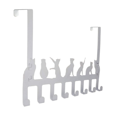 FRTWEY Over The Door Hook Hanger Organizer Rack, Heavy Duty Cat Storage for Hanging Clothes, Towels, Coat, Purse, 8 - Hooks, Black