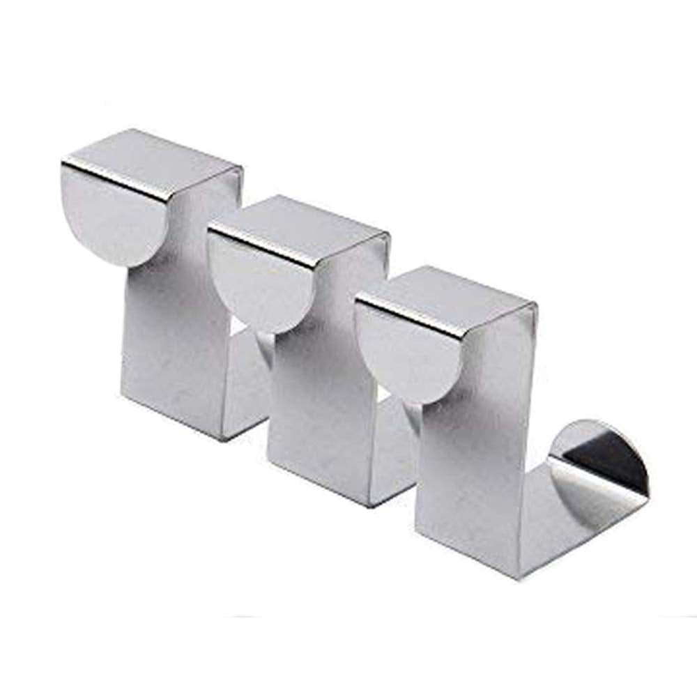 Stainless Steel Z Shape Door Hanger Hooks - Double Single Heavy Duty Metal Reversible Cabinet Drawer Space Saving Organizer for Office,Bedrooms,Kitchen,Bathrooms,Towel Coat Rack Hats (3 Pack)