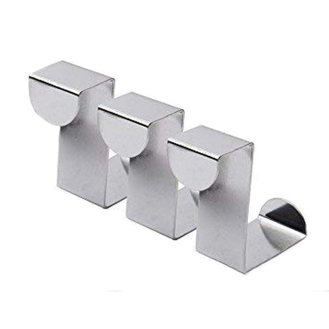 Stainless Steel Z Shape Door Hanger Hooks - Double Single Heavy Duty Metal Reversible Cabinet Drawer Space Saving Organizer for Office,Bedrooms,Kitchen,Bathrooms,Towel Coat Rack Hats (3 Pack)