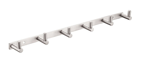 Haiying 14 Inch Coat Hook SUS304 Stainless Steel Wall Mounted Towel and Key Hook Rail Rack with 6 Heavy Duty Hooks Brushed Finish