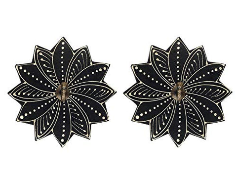 storeindya Metal Key Hooks for Wall 2 Packs Coat Hangers Wooden Flowers Scarf Belts Hats Holders Home Decoration Gifts (Set of 2-Mandala)