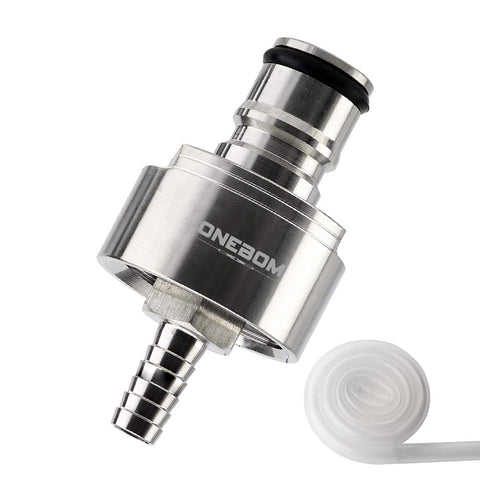 OneBom Carbonation Cap Stainless Steel, with 5/16’’ Barb, Suit for Gas & Liquid Ball Lock Post, with 20’’ Silicon Tube for PET Bottles Soda Maker (Carbonating Cap)