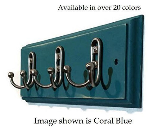 Renewed Décor Countryside Rustic Wall Mounted Clothing or Towel Rack, Featuring 3 Hooks, 15 inches x 5.5 inches, Available in 25 Colors