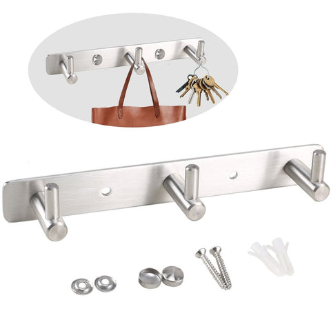 INNKER 7.6 Inch Bath Towel Hooks Stainless Steel Coat Hooks Hanger Wall Mounted Heavy Duty Brushed Nickel with Screws for Bedroom Kitchen Office