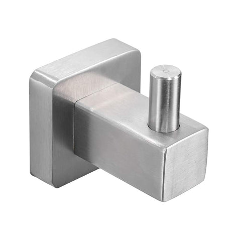 BESy Self Adhesive Single Towel Hook Hanger SUS304 Stainless Steel Coat Clothes Hooks for Bath Kitchen Garage Heavy Duty Hotel Style,Drill Free with Glue or Wall Mounted with Screws, Brushed Nickel