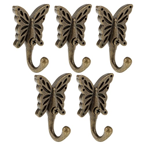 Pack of 6 Antique Bronze Butterfly Wall Door Hooks Hanger Clothes Coat Hat Holder