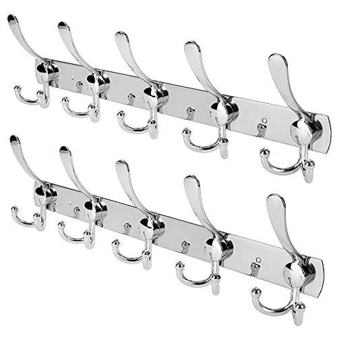 WHITGO Wall Mount Coat Hook, 2 Pack 15 Hooks Stainless Steel Coat Hangers Rack Robe Hat Clothes Hook Wall Coat Rack Hooks