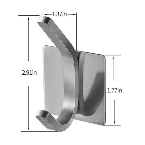 FLE Coat Hooks, Adhesive Hooks Bathroom Towel Hooks Wall Hooks Stainless Steel Hooks Bath Robe Hook Wall Mount 4-Pack