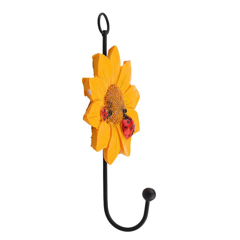 Dovewill Daisy Flower Wall Hook/Holder/Hanger Bag/Key/Coat/Towel Kitchen Storage - Yellow, 14x8cm