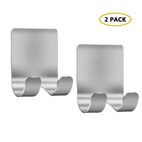 Razor Holder Shaver Hook Hanger Stand(2 Pack) Self Adhesive Stainless Steel Heavy Duty Utility Storage Hook,Shower Hook for Razor,Bathroom Kitchen Organizer for Plug Robe Towel Loofah Bathrobe Coat