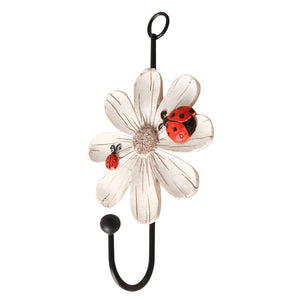 Dovewill Daisy Flower Wall Hook/Holder/Hanger Bag/Key/Coat/Towel Kitchen Storage - White, 14x8cm