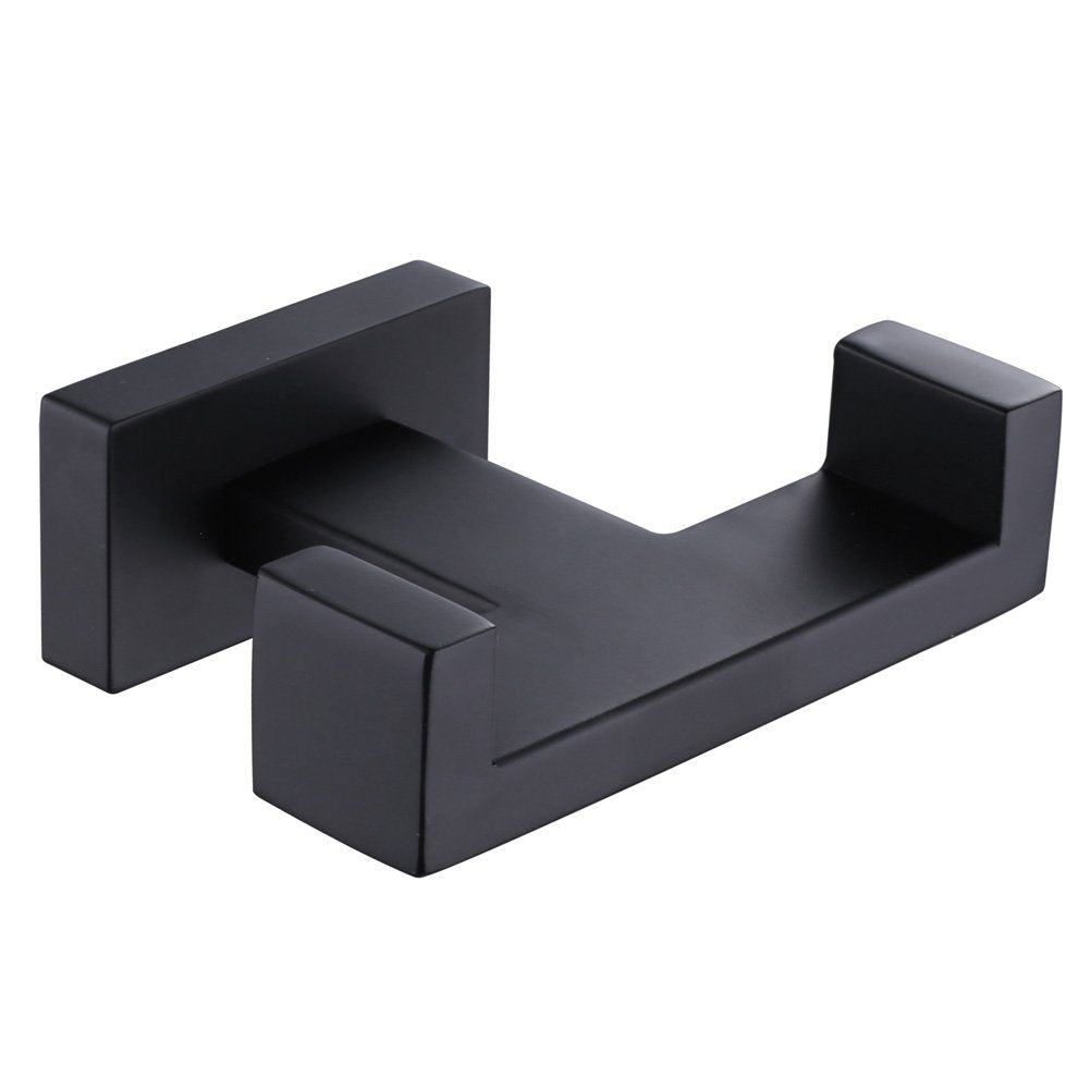 Double Towel Hook, Suyar SUS304 Stainless Steel Wide Hook Bath Towel Holder, Coat Kitchen Washcloth Hanger, Bathroom Double Robe Hook, Purse Clothing Hook Wall Mount, Matte Black