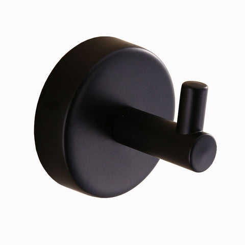 QiuQiu 304 Stainless Steel Kitchen Wall Mounted Towel Hooks Coat Matte Black Finished Robe Cloth Hanger Hooks, Round Base